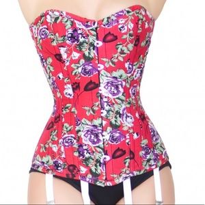 Playgirl Overbust Steel Boned Corset Red 22” New